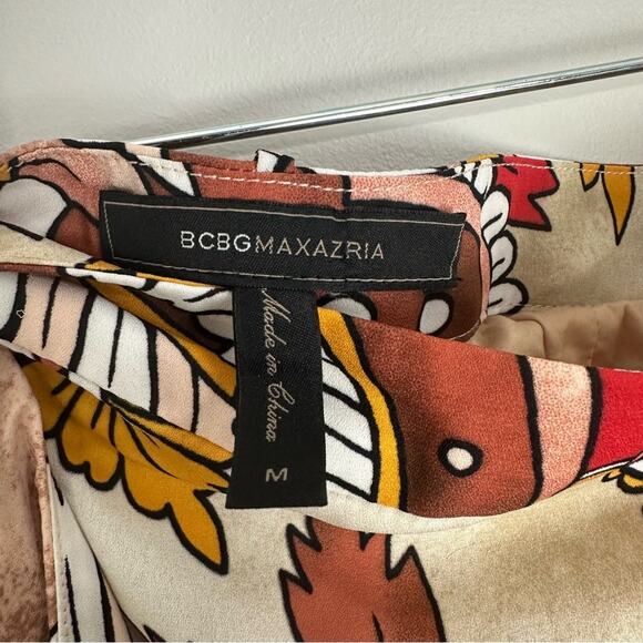 BCBG MaxAzria Wrap Midi Skirt Dusty Rio Red Paisley Size Medium - Picture 2 of 10